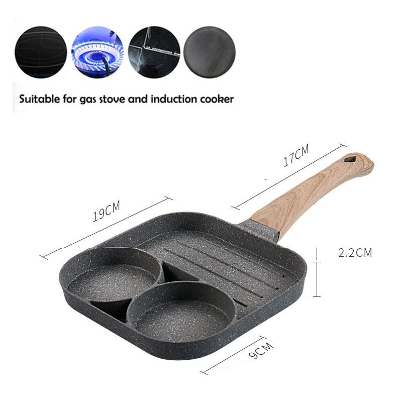 4 Hole Frying Pot Pan Thickened Omelet Pan Non-Stick Induction Gas Egg Maker  NEW