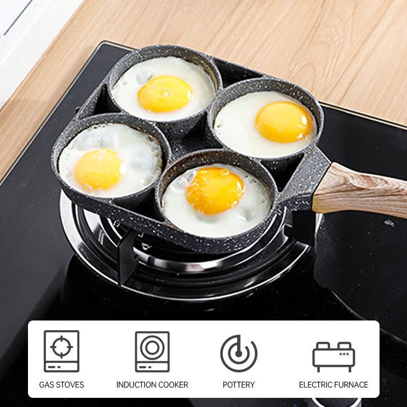 4-Hole Omelet Pan Frying Pot Thickened Nonstick Cooking Pan in